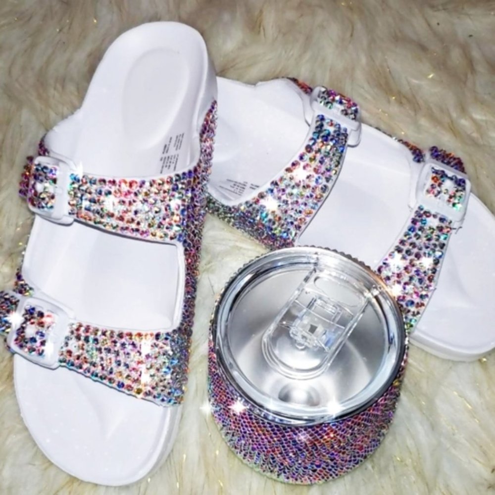 NEW WHITE AB Bling Sandals